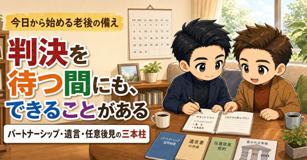 同性婚の最高裁判決を待つ間にできる老後の備え|遺言と任意後見